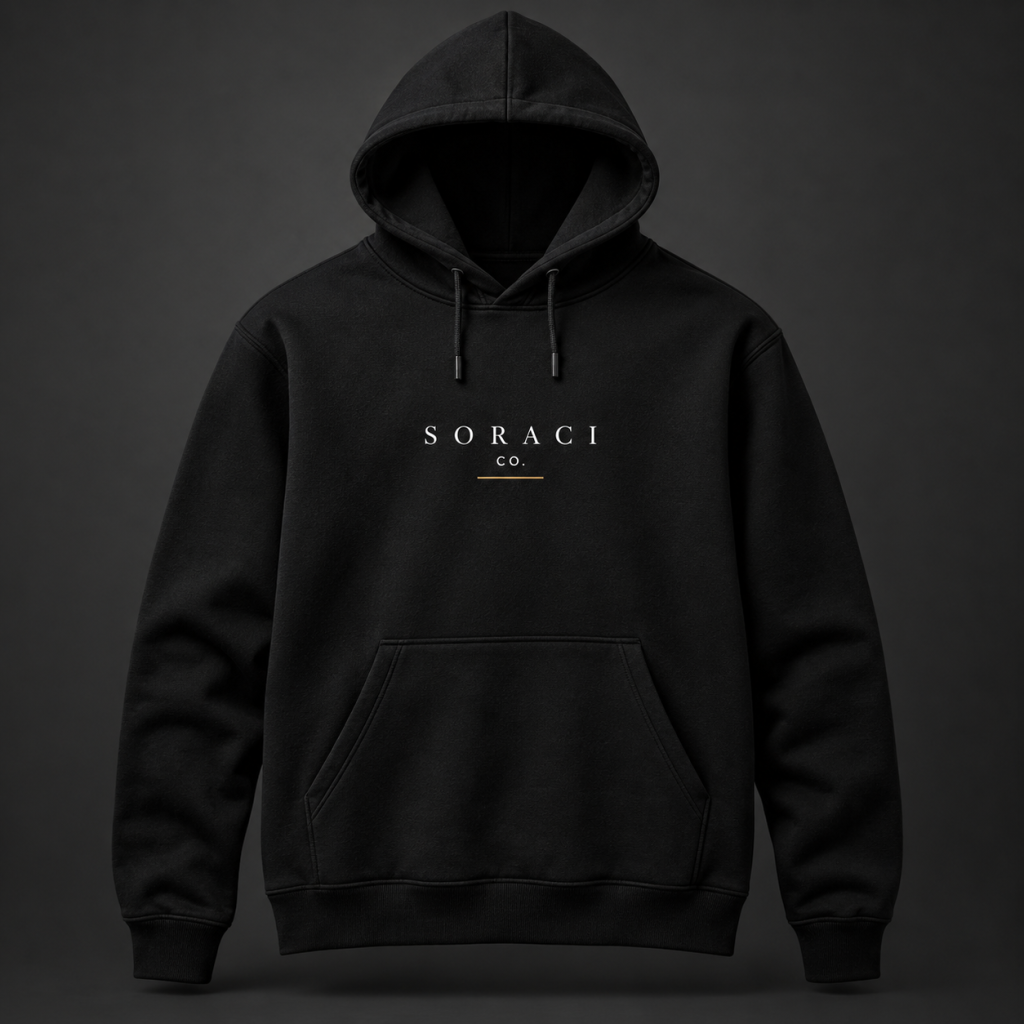 Black Soraci Co. Signature Hoodie product mockup
